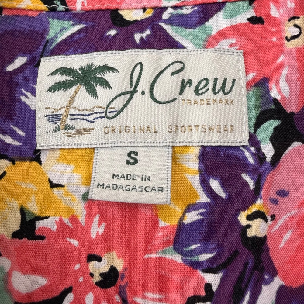 J.Crew Mens Floral Short Sleeve Button Down Shirt Pink Purple Yellow Small - Picture 3 of 5